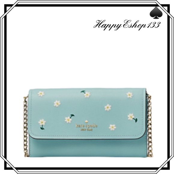 ♠️ kate spade Embroidered Lea Daisy Floral Chain Wallet Crossbody Bag, Aphrodite - Picture 1 of 15